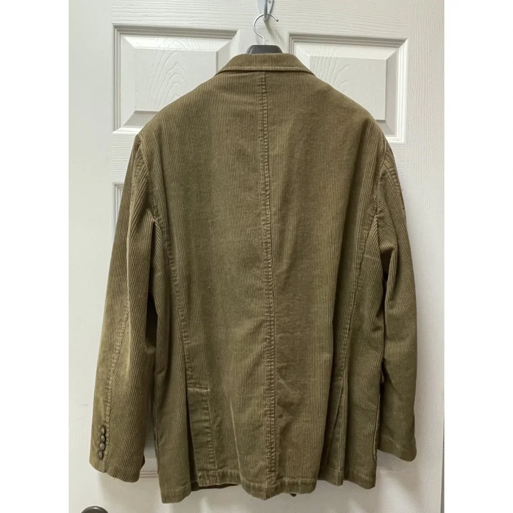 Izod Men's Tan Brown Corduroy 2 Button Blazer Jacket‎ Button Pockets Retro